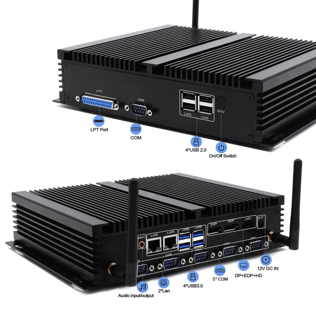 HYSTOU H4 Industrial Fanless Mini PC 6 COM Ports