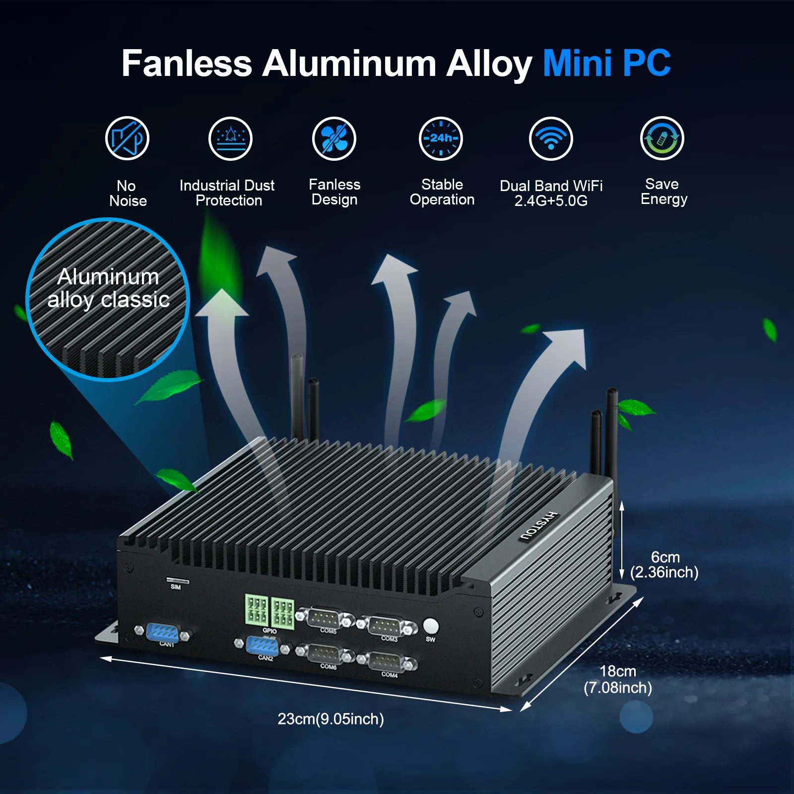 Fanless_Aluminum_Alloy_Mini_PC_H4-T_Dimensions_Features_Exploded_Icons_Size_Detail