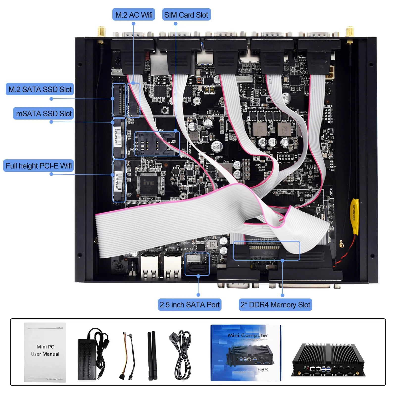 hystou-h4-mini-pc-motherboard-and-accessories
