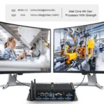 Dual display output supporting HDMI 3K and VGA 1080P for industrial factory automation.