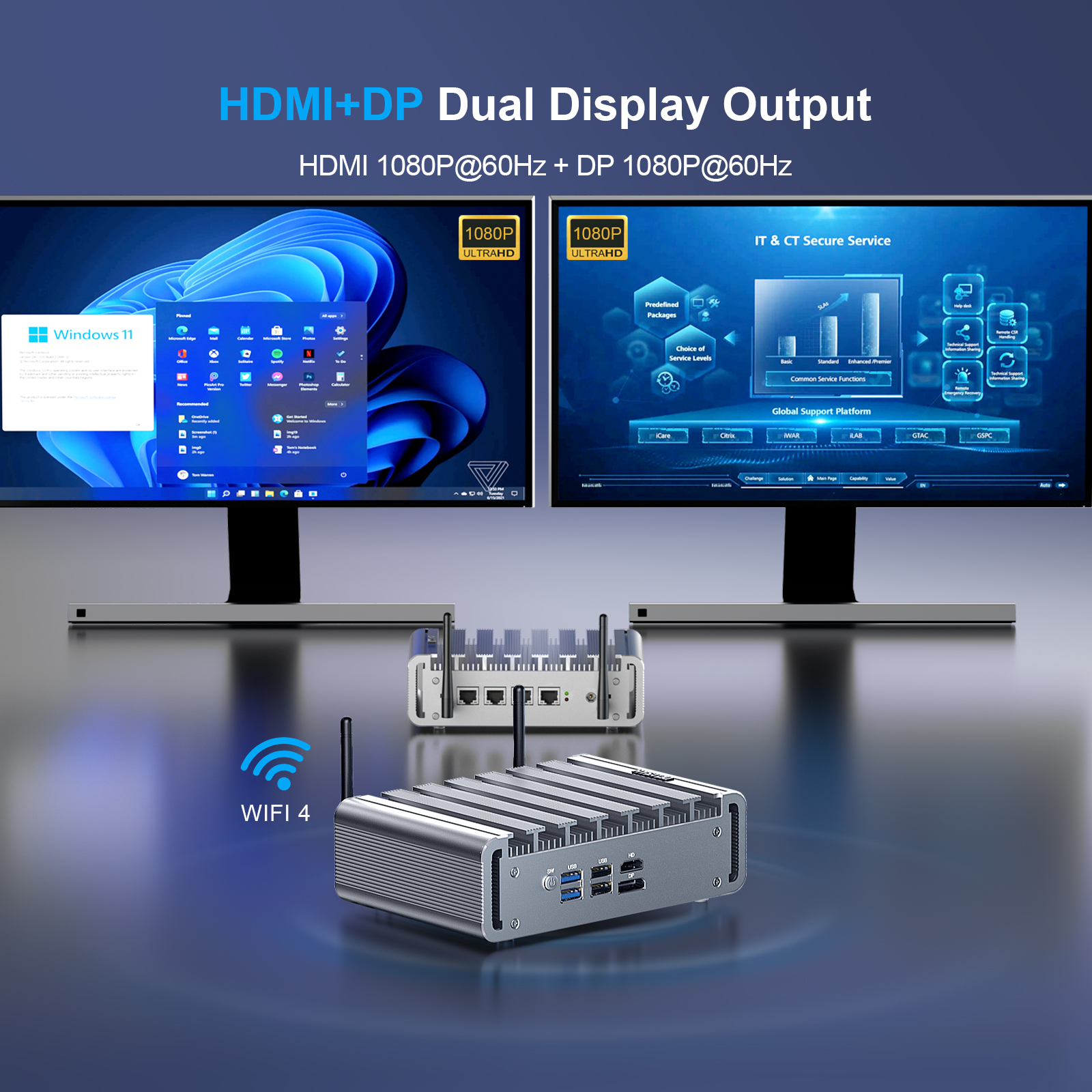 HYSTOU Fanless Quad LAN Firewall Mini PC