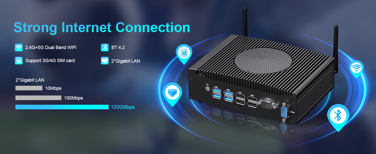 Dual-Band WiFi Bluetooth 4.2 Gigabit Ethernet Mini PC