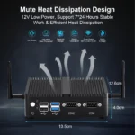 Fanless aluminum chassis of Hystou H3-N100 ensuring 0dB silent operation and 30W max low power consumption
