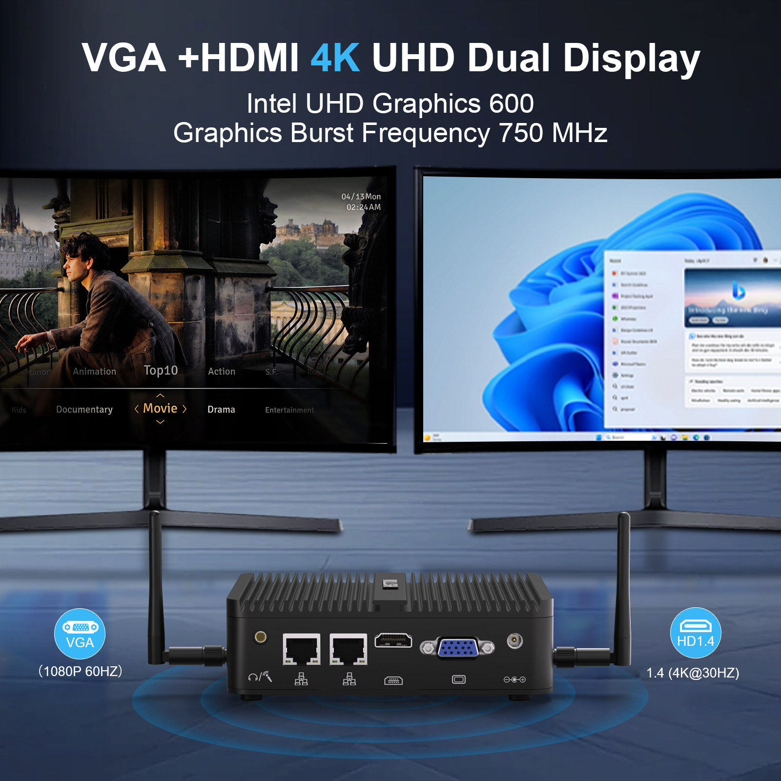 HYSTOU H3-N100 Industrial Mini PC dual display