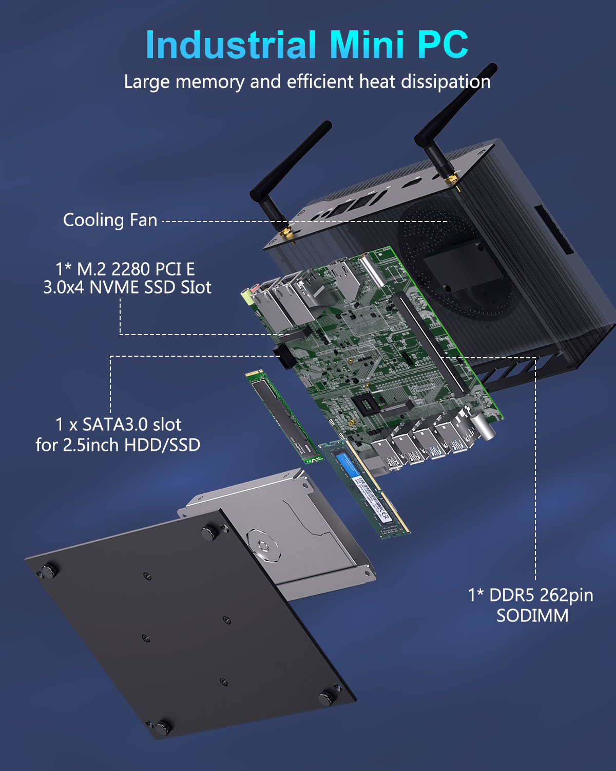 HYSTOU H7 Fan Version Industrial Mini PC Large Memory Efficient Heat Dissipation Internal Components