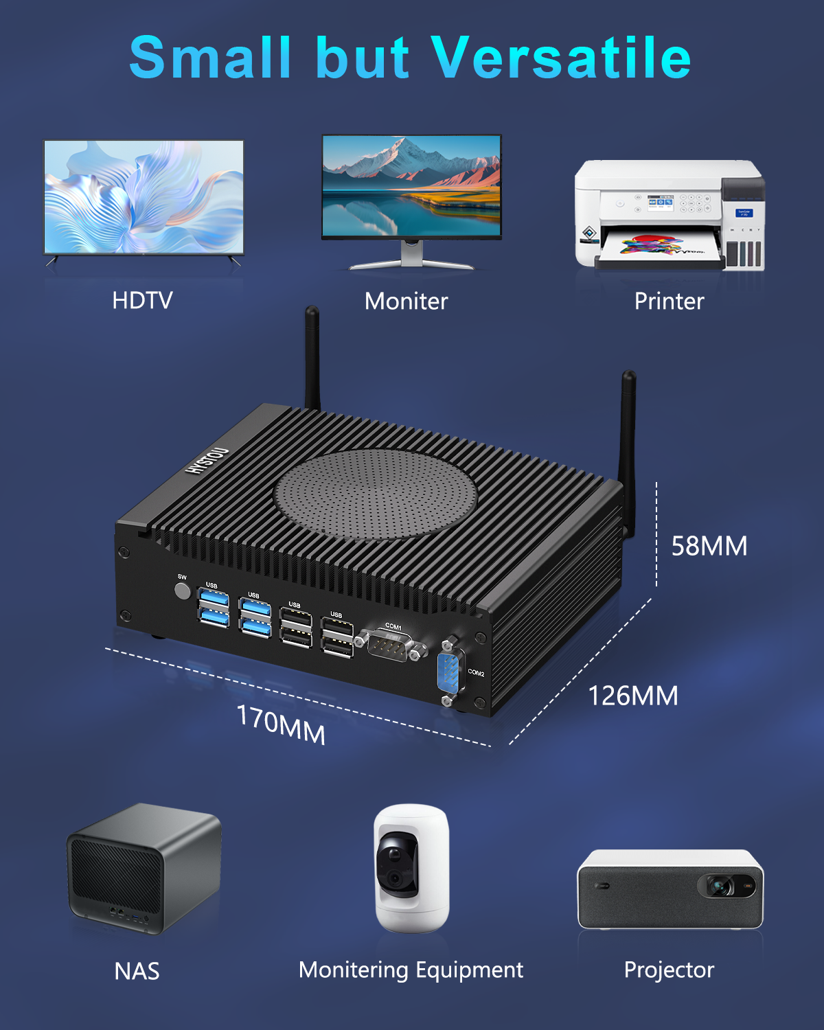 HYSTOU H7 Fan Version Mini PC Compatible with HDTV Monitor Printer NAS Projector