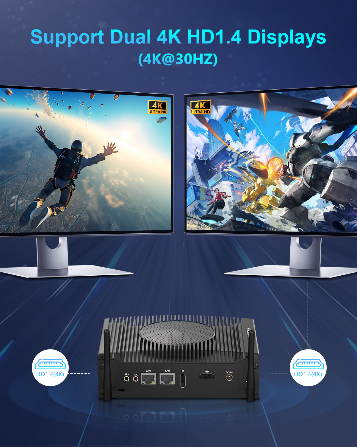 HYSTOU H7 Fan Version Supports Dual 4K HD1.4 Displays 4K@30Hz Gaming Productivity