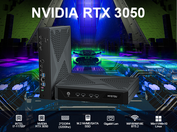 HYSTOU Upgraded RTX 3050 Mini Gaming PC - GT