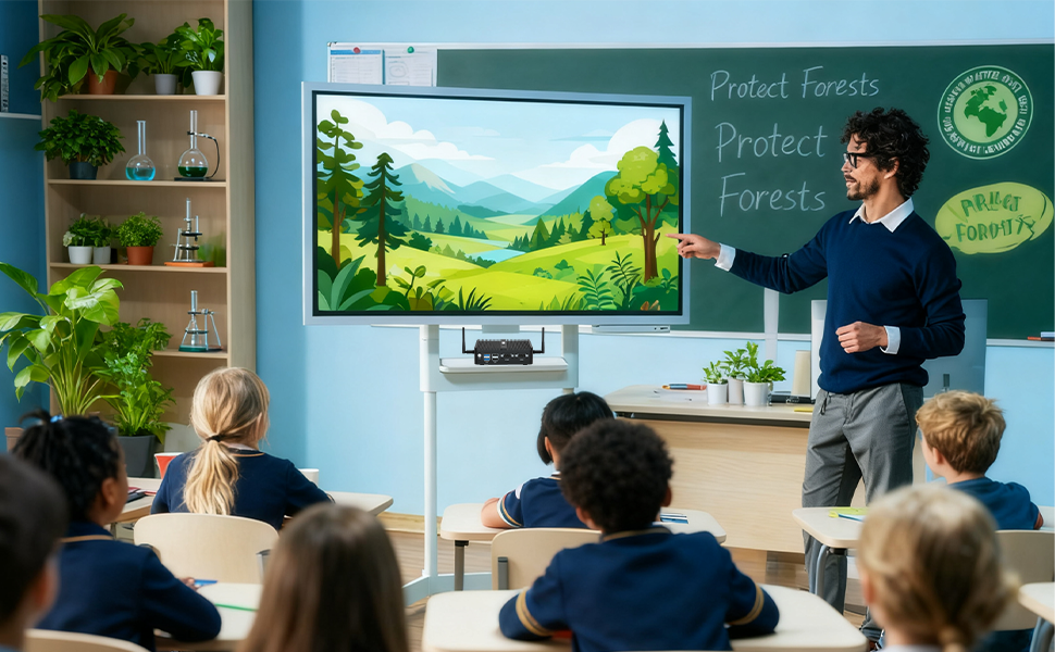 H3-N100 low-power mini PC for environmental education, 15W energy-saving design, industrial durability for elementary school use