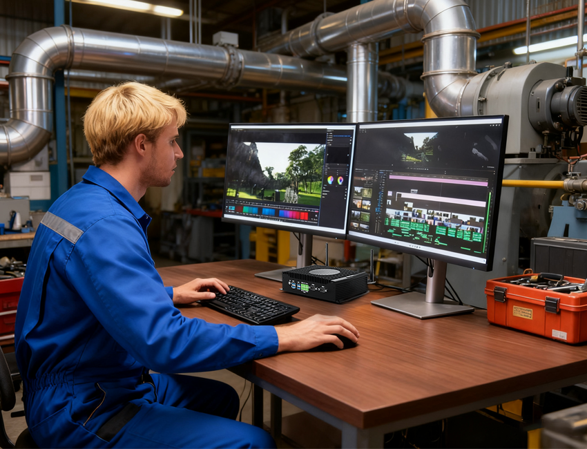 Industrial logistics monitoring system with HYSTOU rugged mini PC