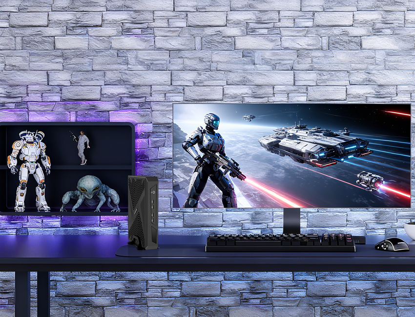 Game development workstation with HYSTOU high-performance mini PC