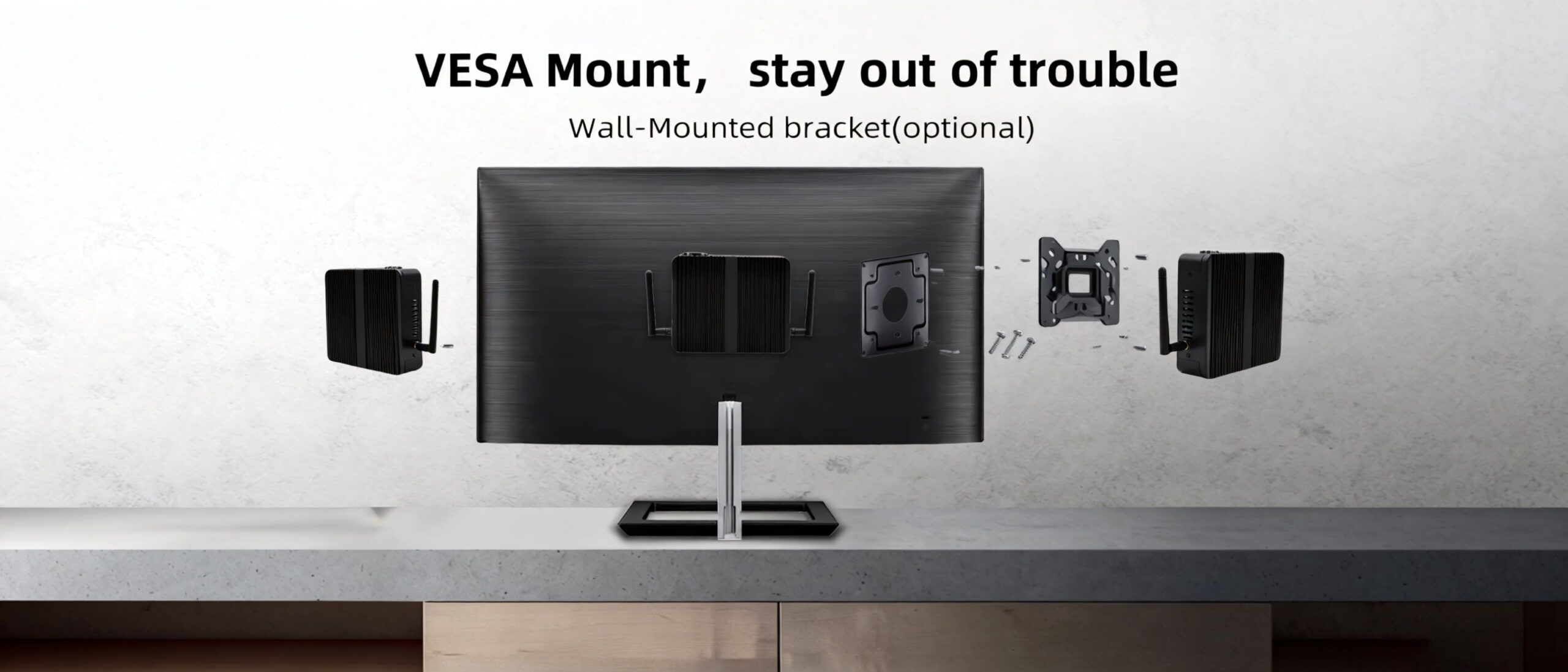 HYSTOU Mini PC VESA Wall Mount Installation Method