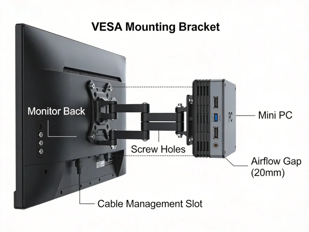 Mini PC Wall Mount Installation Diagram