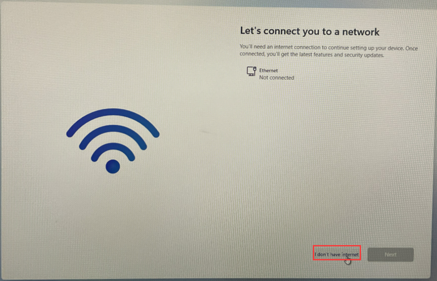 Windows 11 Setup - Network Connection Setup Select offline setup option
