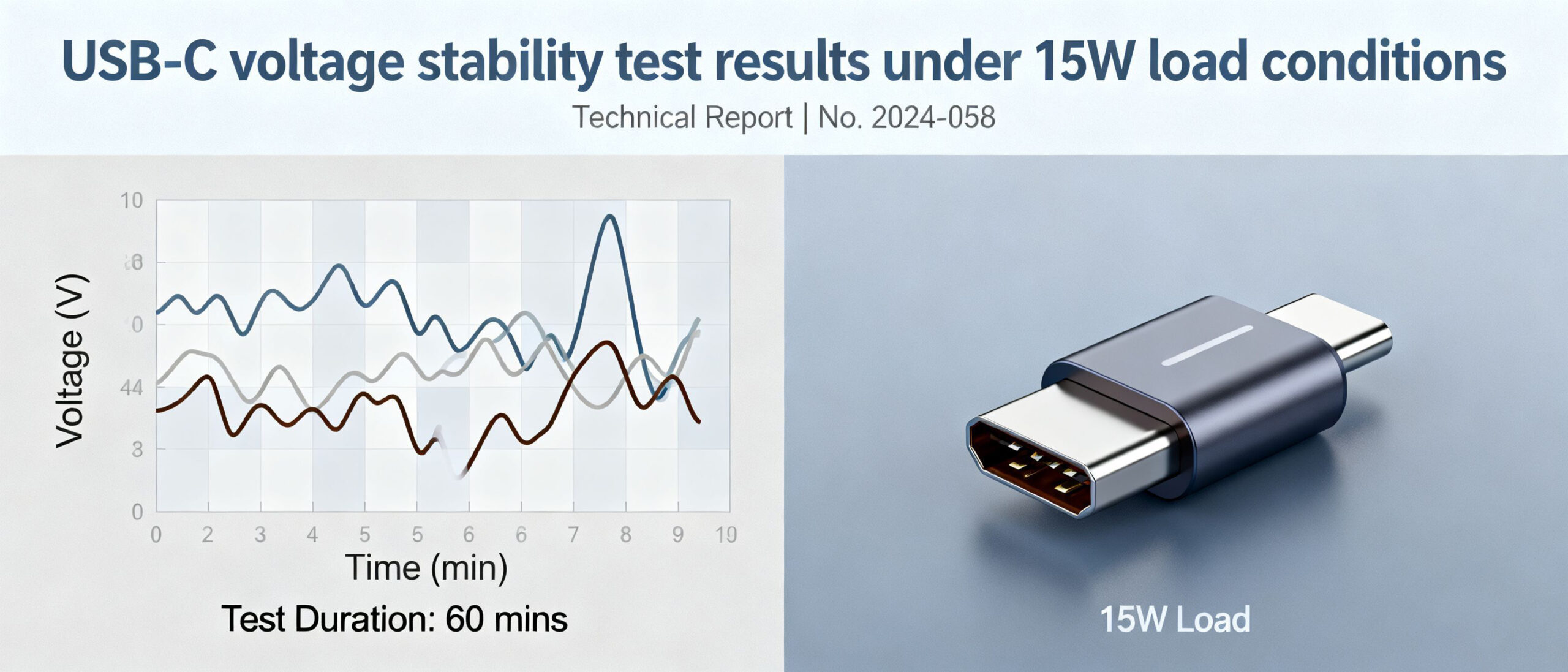 USB-C voltage stability test results under 15W load conditions