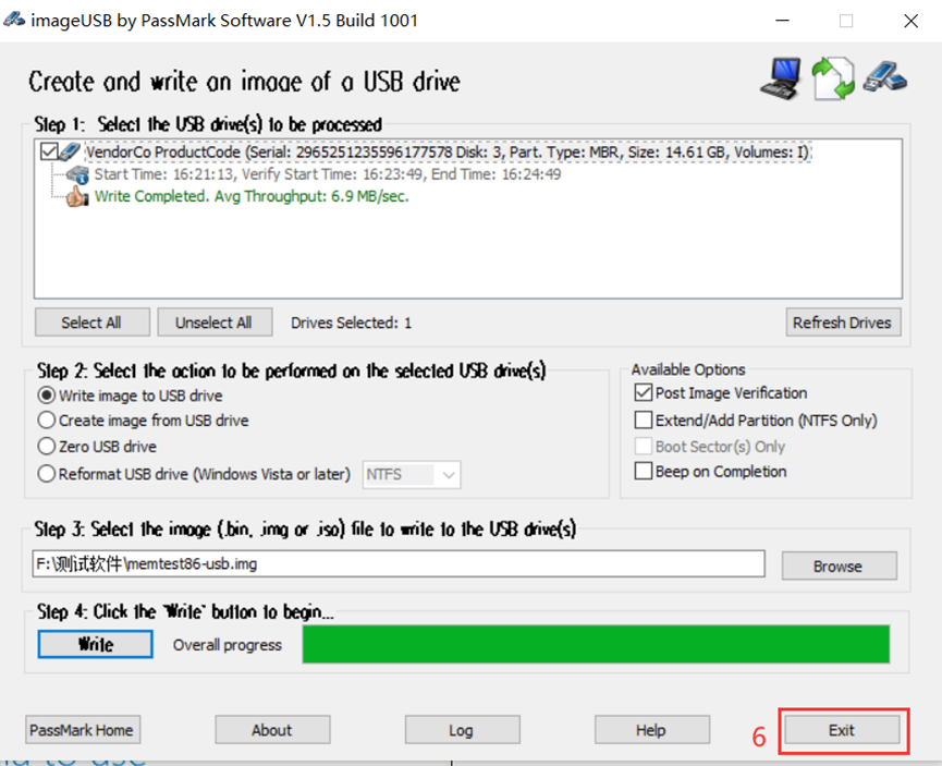 Creote and write an imaae of a USB drive
