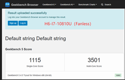 Industry-standard benchmark test for H6 fanless