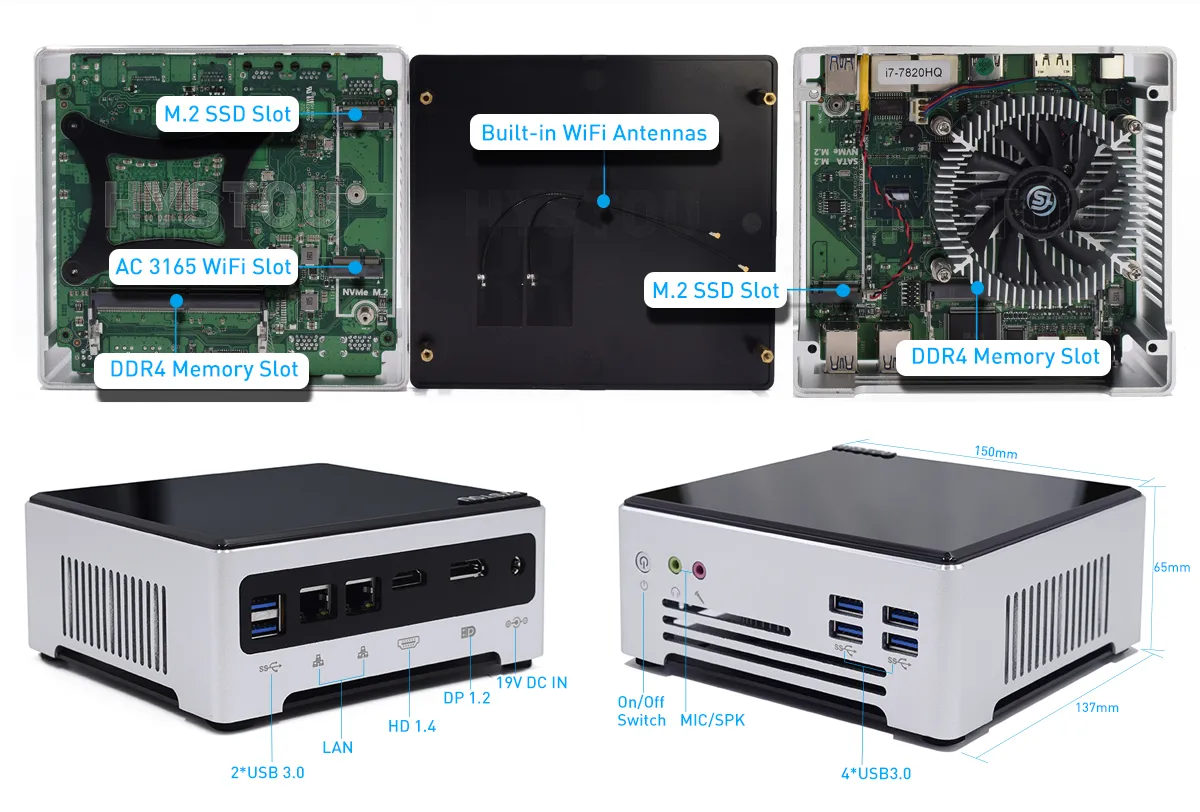 HYSTOU M5 motherboard components layout and interface dimensions port map
