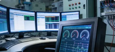 Power plant monitoring, substation control panels, and environmental data collection.