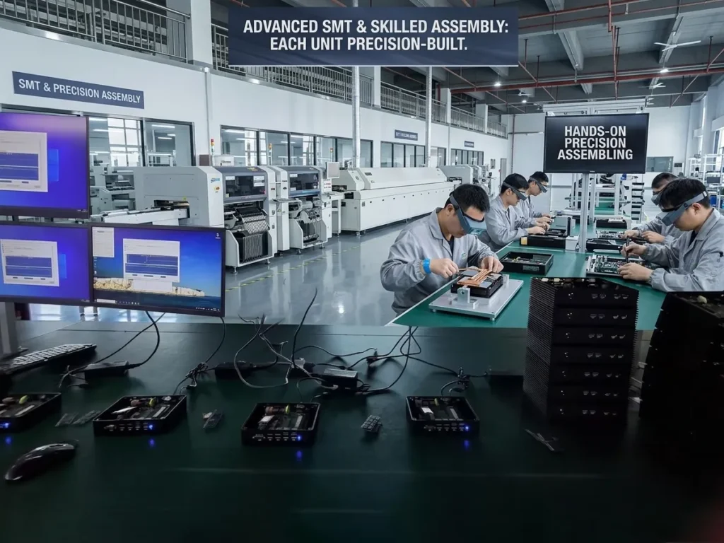 Advanced SMT production lines and skilled technicians assemble every industrial PC with precision and care.