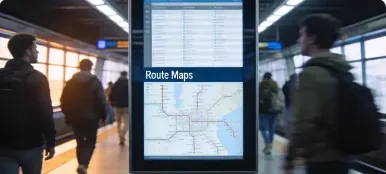 Ticket vending machines, passenger information displays, and vehicle diagnostic terminals.