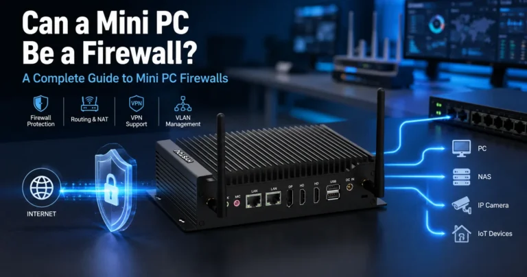 Industrial mini PC firewall with multi Intel 2.5G LAN ports acting as a network security gateway