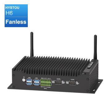 HYSTOU H6 Fanless Industrial Mini PC front view with Intel Core i7 processor