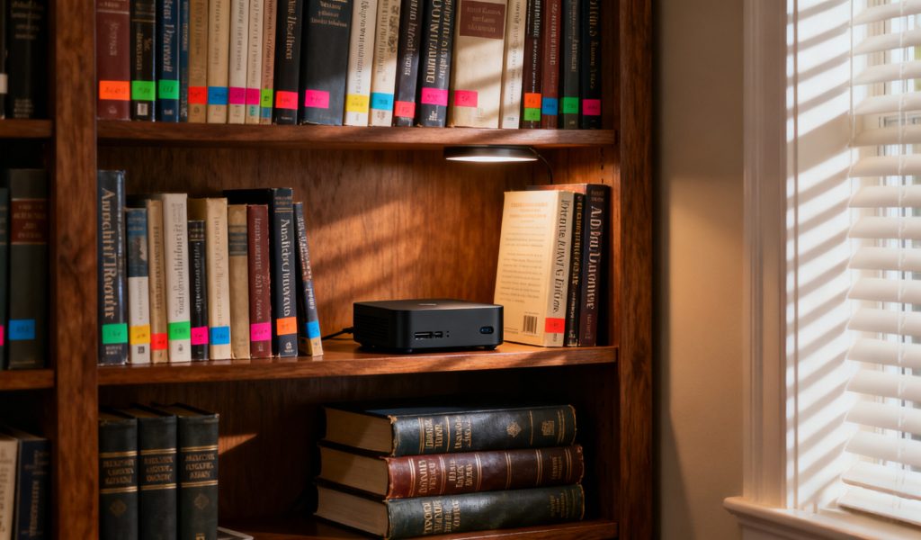 Mini PCs in the bookcase